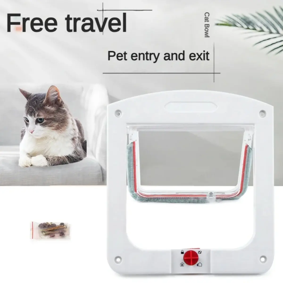 Lockable Cat Flap Door Kitten Dog Pet Lock Pet Flap Door for Household Pet Products Accessories
