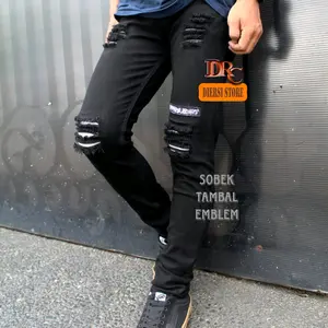 Celana jeans panjang sobek pria /Celana jeans pria Slim-fitting