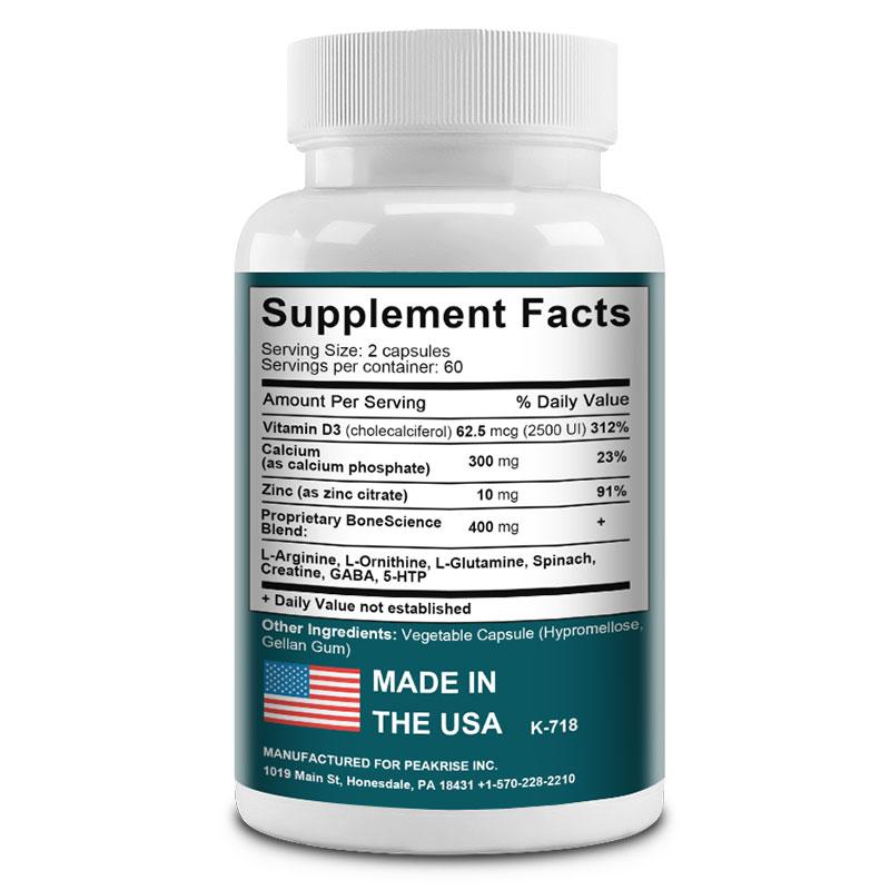 Product Introduction of Peakrise Height Supplement Capsules - Rich in L-Arginine, Calcium, and Zinc - Support bone, joint health Support bone density. Natural growth - 30/60/120 capsules 13