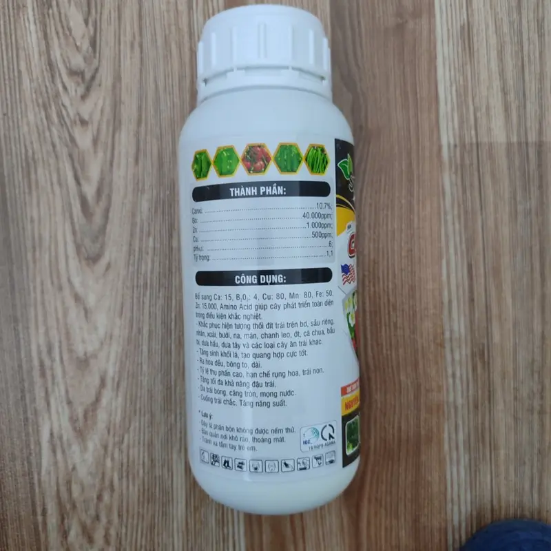 Chống rụng hoa, rụng trái non Phân bón Siêu Canxi Bo Kẽm 500ml, giúp xanh quả dai cuống, chống nứt chống thối, chống rụng hoa và trái non, kích ra hoa 1