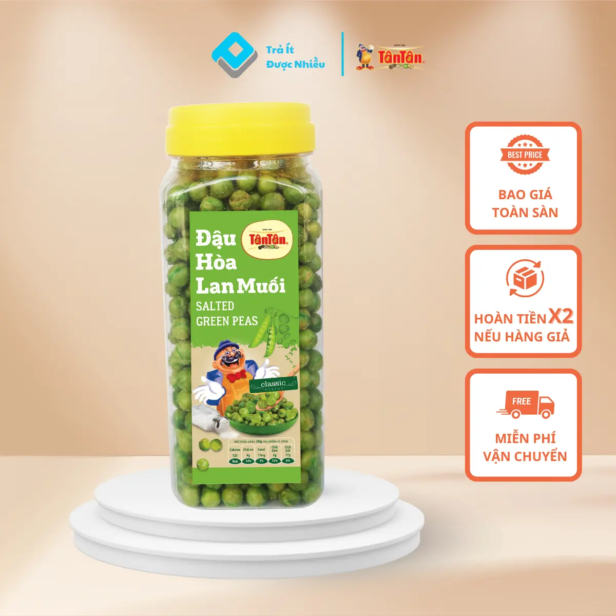Đậu Hòa Lan Muối Tân Tân Hương Vị Nguyên Bản 190g