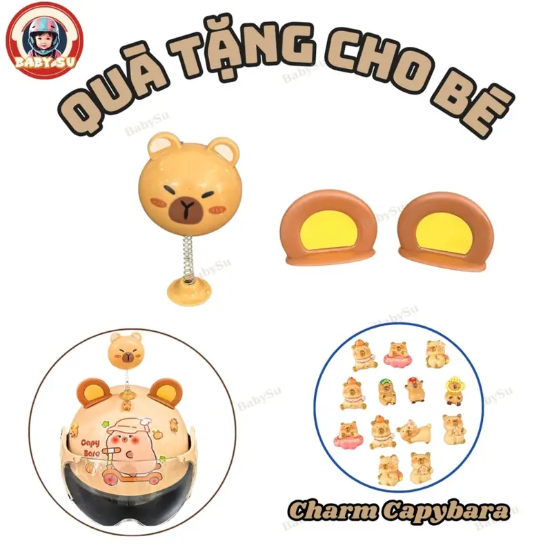 Mũ bảo hiểm cho bé hình Capybabra gắn kính kèm phụ kiện cute, nón bảo hiểm chính hãng Long Thanh - đạt chuẩn ATGT 4