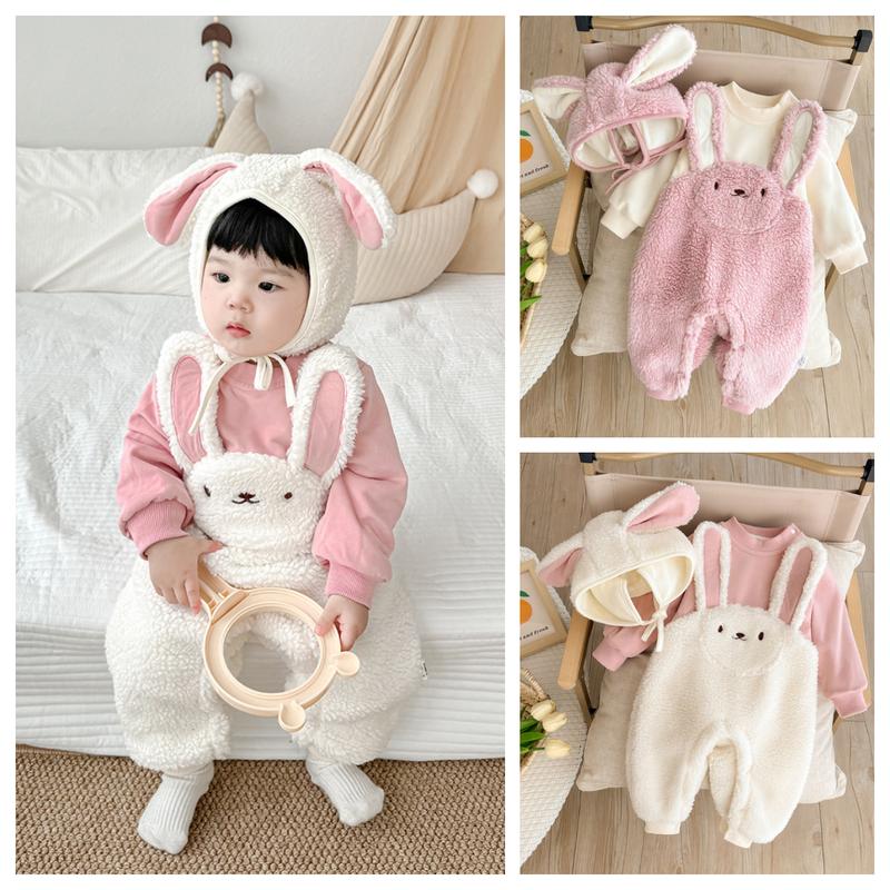   Body + Mũ  Bộ Body Dài Tay Bodysuit Áo Liền Quần Cho Bé Trai Bé Gái M8.11.24-2 Jumpsuit - Màu Hồng Trắng 