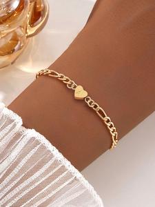 Pulsera con Diseño de Corazón y Letras, Pulsera de Cadena de Acero Inoxidable para Mujer, Bisutería de Moda para Fiesta, Decoración Diaria de Ropa, Joyería Exquisita y Comodín para Regalo