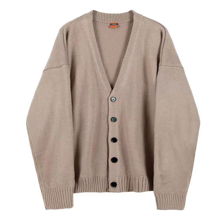 Product Introduction of Pakaian Rajut Kot Kardigan Lelaki Musim Bunga dan Musim Luruh Gaya Korea Longgar Super Popular INS Fesyen Jenama V-leher Berdada Tunggal Warna Pejal Pakaian Luar Baju Sejuk 7