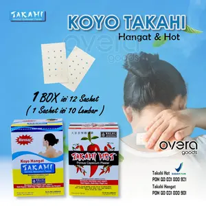 1 Box isi 12 Sachet - Koyo TAKAHI Hangat & Hot - 1 SACHET ISI 10 LEMBAR - Untuk Pegal Linu dan Nyeri  Sendi