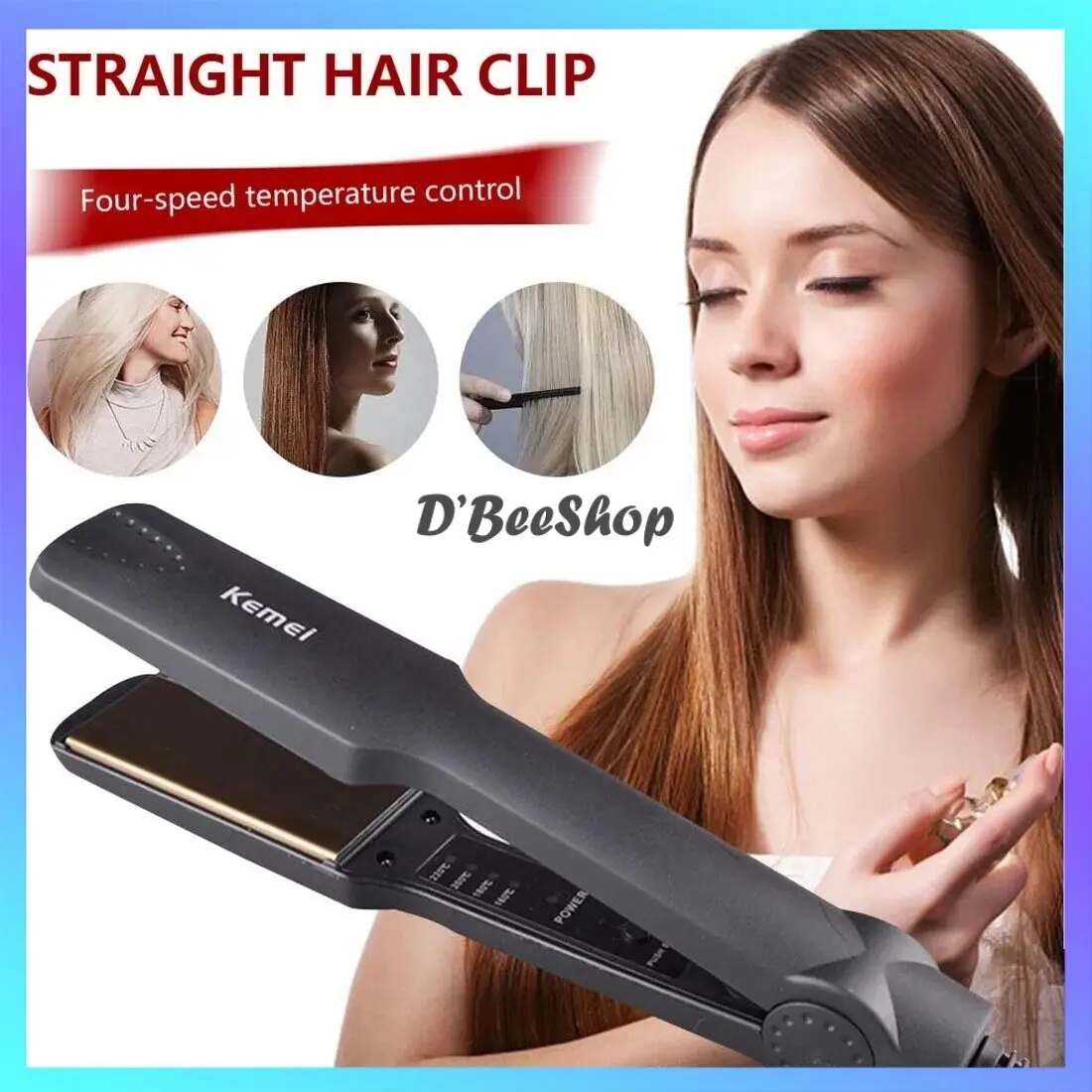 Original Kemei 329 KM-329 professional hair straightener wet/dry electric straightening ceramic flat iron hair styling tool Smooth Plug Comfort Black