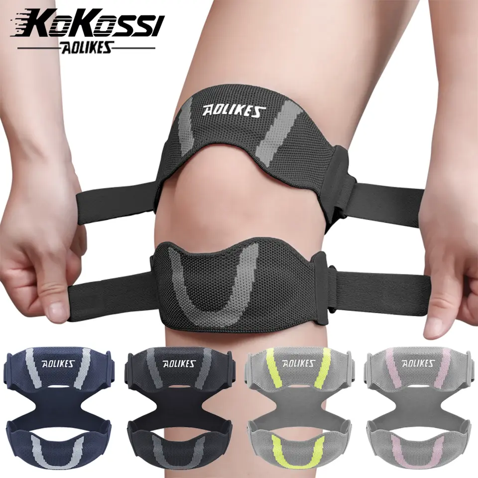 Đệm Đầu Gối Thể Dục Thể Thao, AOLIKES, 8502, Một Miếng, Điều Áp Hai Lớp, Thoáng Khí, Dây Đeo Xương Bánh Chè, Với Đệm Silicon