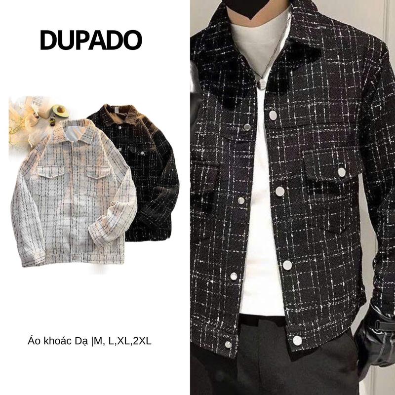 Áo khoác Dạ DUPADO 2 lớp Lót Lụa Chất liệu Dạ Tuyết Nhung Cổ Bé Màu Đen Menswear Jacket 