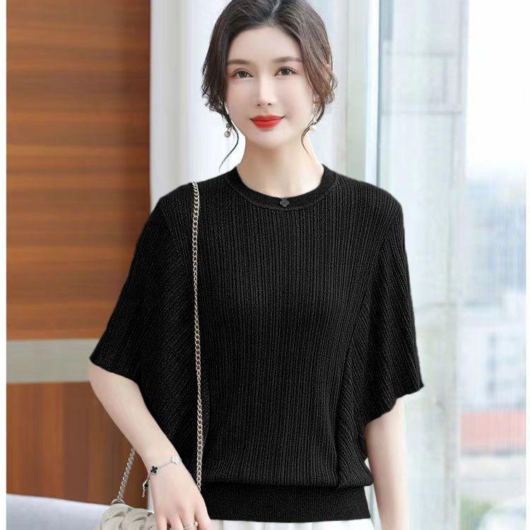 Product Introduction of Áo Phông Dáng Rộng Cho Nữ, Ngoại Cỡ, Áo Cánh Dơi, Làm Bằng Lụa Lạnh, ngắn Tay, Áo Thường Ngày Thích Hợp Cho Mùa Hè, Áo Cánh Mỏng, Quần Áo Nữ 2