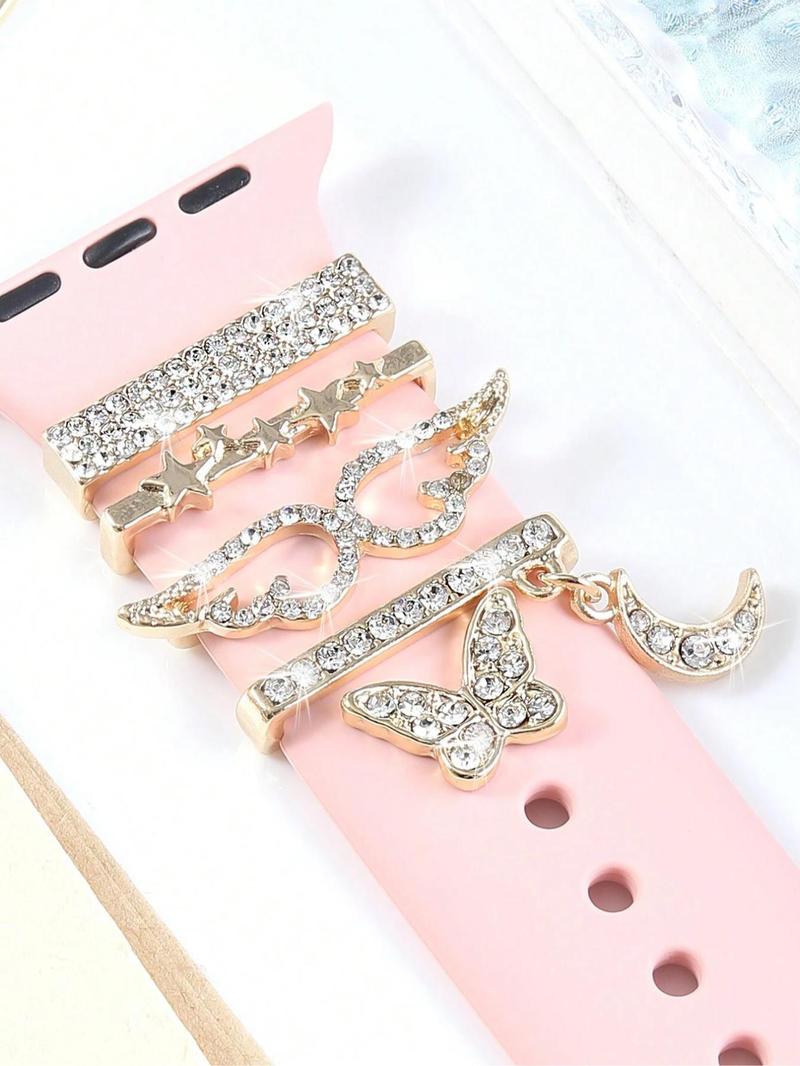 Product Introduction of Elegant Rhinestone & Butterfly & Star Decor Watch Band for Women, Fashion Watch Strap Accessories for Smart Watch, Trendy All-match & Exquisite Watch Band for Gift 5