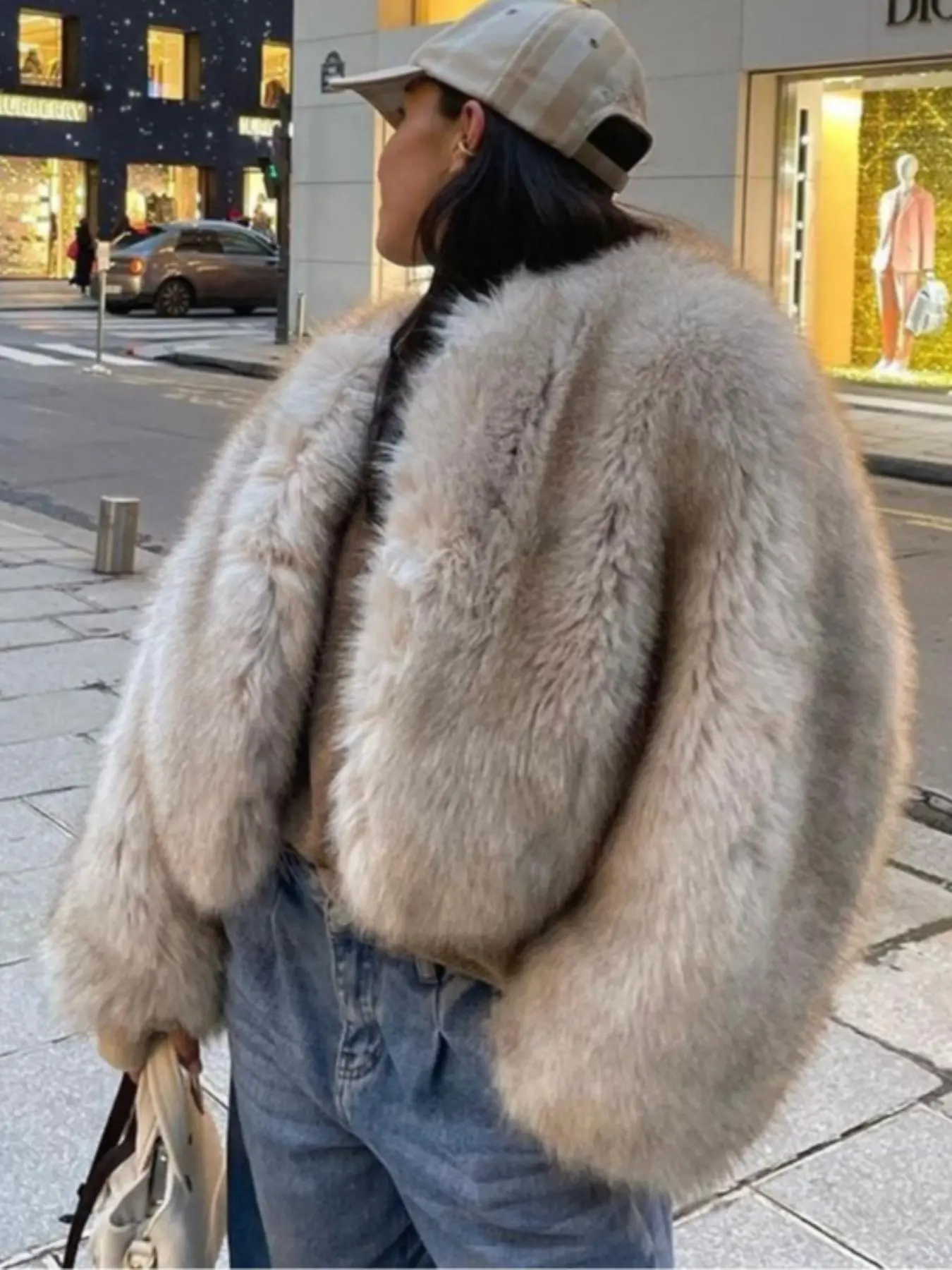 Women's Solid Color Faux Fur Jacket, Casual Long Sleeve Open Front Outerwear for Fall & Winter, Women's Clothing for Daily Wear, Coats, Jackets for Women, Trending Clothing Women