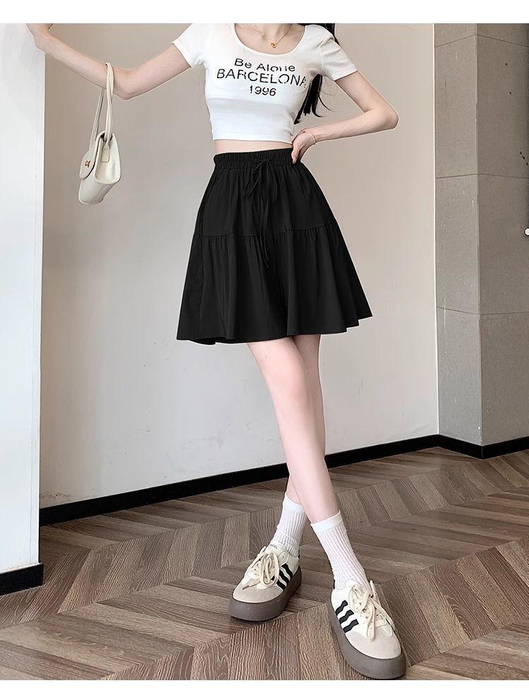 Product Introduction of [2380 People Collection] Idle Style Ice Silk Quick-Drying Wide Leg Culottes Shorts Women's Summer Thin plus Size Casual Shorts Pantskirt 26