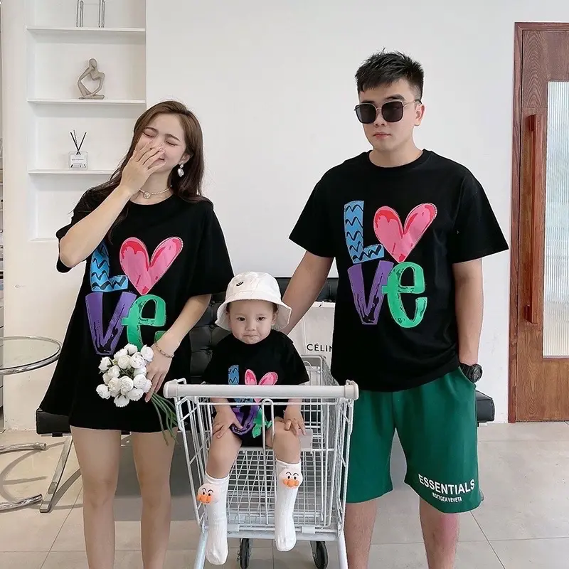 Áo thun đồng phục gia đình in chữ Love chất cotton co giãn