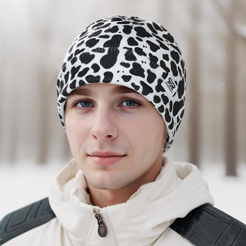 Leopard Print Knitted Cold Weather Ear Protection Ski Balaclava, 2 Counts Warm Knitted Cold Hat, Sports & Outdoor Clothes Accessories for Men & Women 2