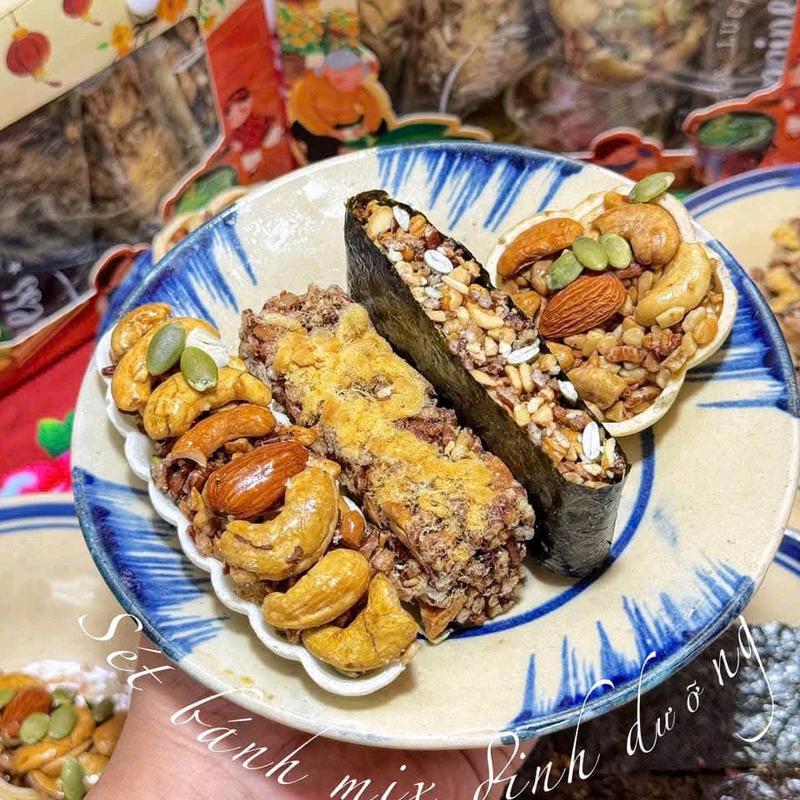  Set bánh mix dinh dưỡng ngon khó cưỡng 500g   Bánh thuyền mix hạt rong biển kẹp hạt thanh gạo lứt ngũ cốc  bông mai mix hạt  