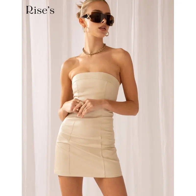 Riseleather.id Dress Leather Short Gaun Kulit Melar Wanita Pendek Sexy 1
