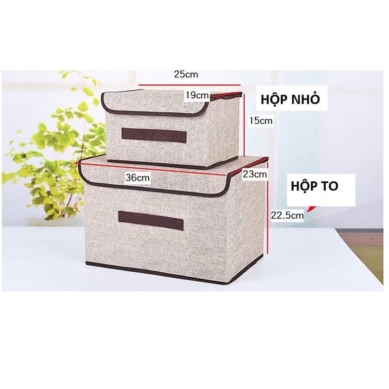 ￼Hộp đựng đồ bằng vải, combo 2 hộp to nhỏ 4