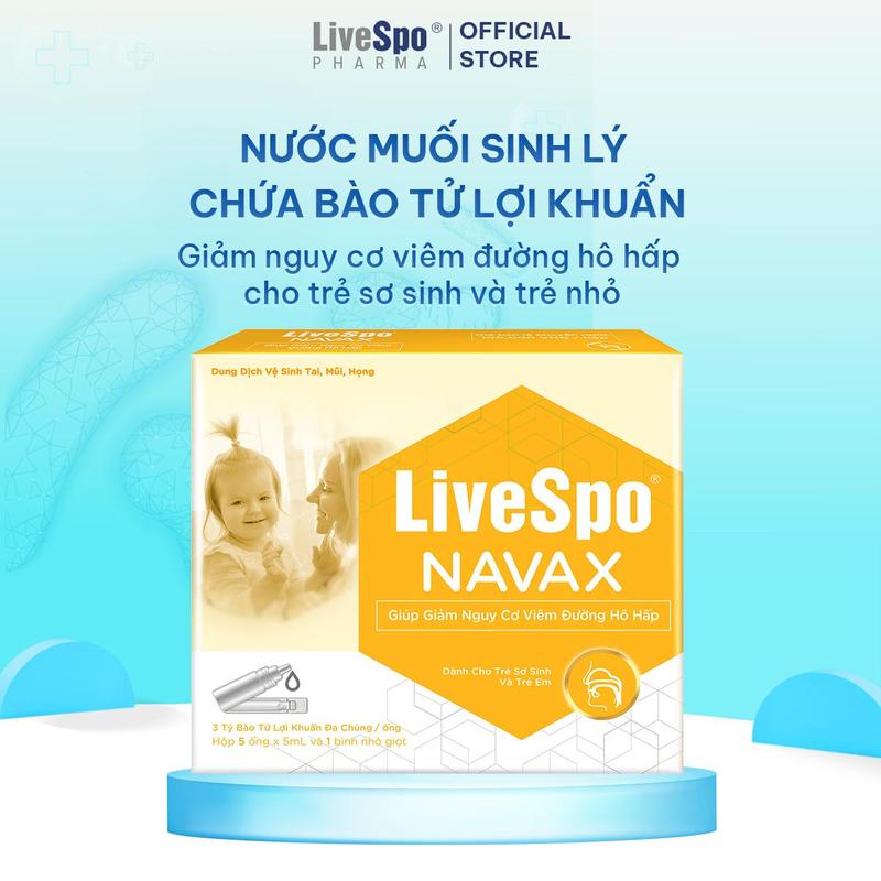 LiveSpo NAVAX: Probiotics thế hệ mới cho người viêm đường hô hấp tăng đề kháng (Dạng Bình XỊT MŨI màu đỏ hoặc NHỎ MŨI màu vàng) - Nước muối sinh lý cho bé sơ sinh chứa Bào Tử Lợi Khuẩn  x it chobe