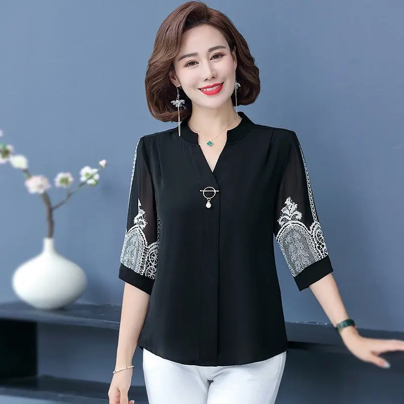 Áo Nữ Trung Niên A166, Mẫu Sơ Mi Trung Niên Tặng Mẹ Chất Lụa Tay Lỡ Sang Trọng | Thời Trang NP Clothing 2