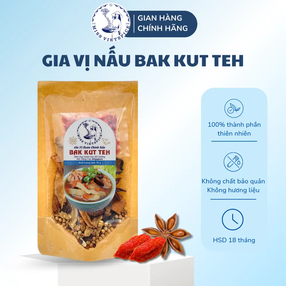 Gia vị hoàn chỉnh nấu Bak Kut Teh Trân Châu không Bột không Cay