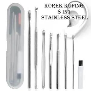 KOREK KUPING 8 IN 1 STAINLESS STEEL / PEMBERSIH TELINGA 8 IN 1 STAINLESS STEEL