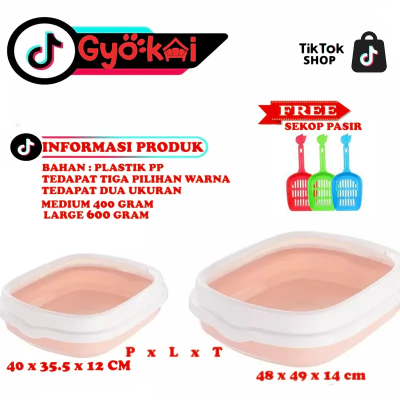 Gyokai Litter Box Kucing GK03 Cat Toilet Tempat Bak Pasir Kucing Besar Free Sekop Lucu 1