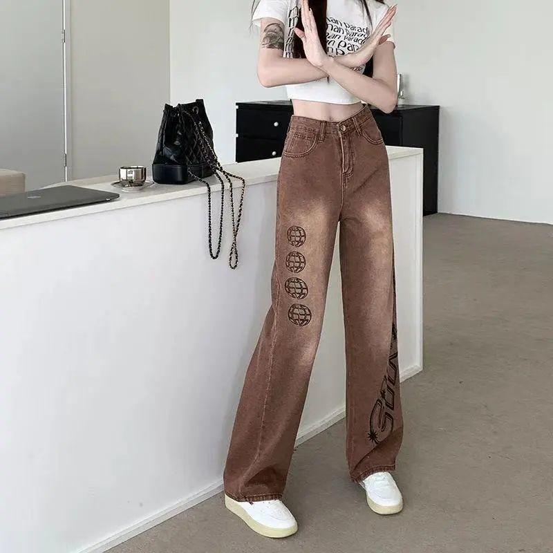 Product Introduction of Quần Jean Ống Rộng Phong Cách Cổ Điển Mỹ Quần quét đất Nhà Thẳng Cạp Cao Bó Sát Dáng Rộng Rãi, Dành Cho Phụ Nữ, Hiệu Ứng Xếp Nếp Mùa Hè, Thời Trang Ins 5