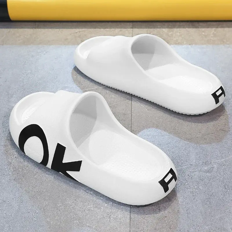Thick Sole Summer Beach Slides Men’s Bathroom Anti-Slip Slipper Soft Sandals Fashion Soft Sole Flops Home Indoor Slippers Shoes Boy Footwear