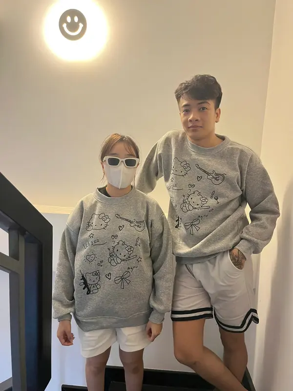 Áo Nỉ nam nữ Xám form rộng đẹp ,ao sweater Hello Kitty in hình cute mùa đông local brand 2