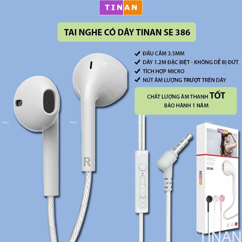 Tai Nghe Có Dây TINAN SE386 3.5mm 1.2m, Tích Hợp Micro Đàm Thoại Chất Lượng Cao