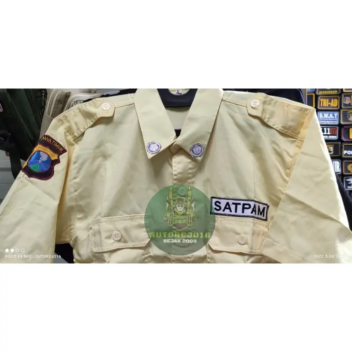 baju seragam pdh lengan pendek pria satpam security warna krem cream - M 2