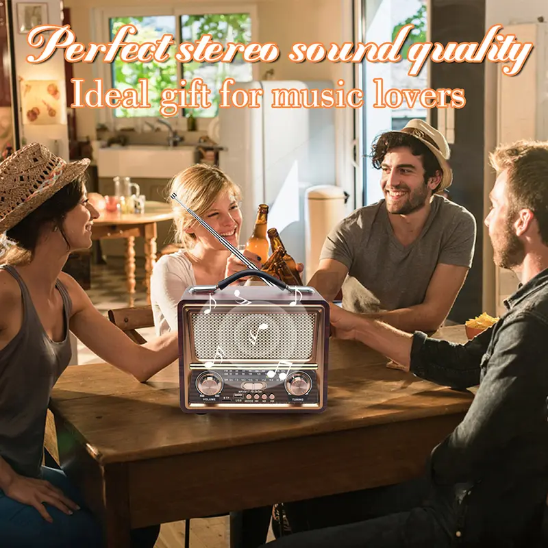 Radio FM/AM/SW MERODITH-2055BT  Bluetooth radio retro kompak Dan Portabel jam antena 5