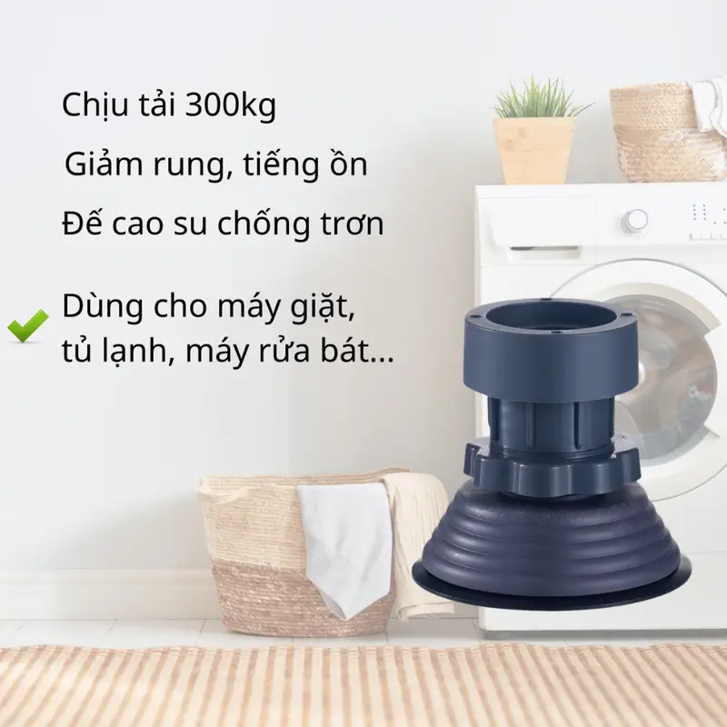 Bộ 4 chân chống rung tăng giảm cho máy giặt, tủ lạnh - Đế cao su chống trượt 8