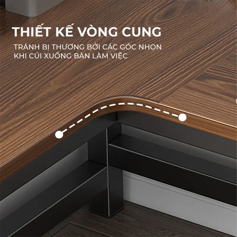 Bàn làm việc chữ L dày 25mm, khung thép chống ghỉ phủ sơn tĩnh điện thương hiệu IGA - GM126 4
