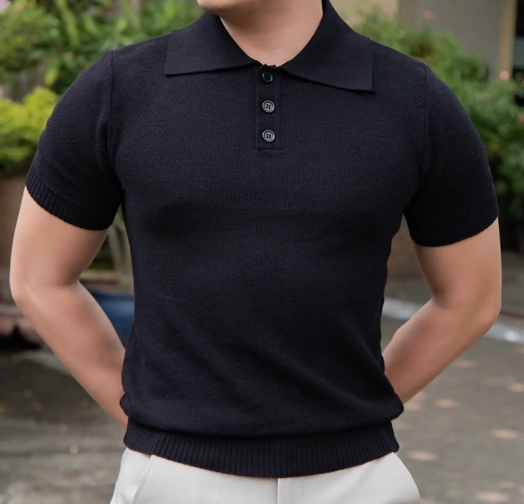 Mã:28{ Áo Dệt Kim } Áo Dệt Kim Cổ chữ V có nút -menswear - nam (Tặng Vớ)