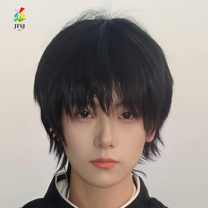 Product Introduction of Wig Ekor Serigala untuk Pria, Kepala Mullet Gaya Jepang, Poni Sedikit Terbagi, Alat Peraga Foto Gaya Anime, Penutup Rambut Kepala Penuh Halus 7