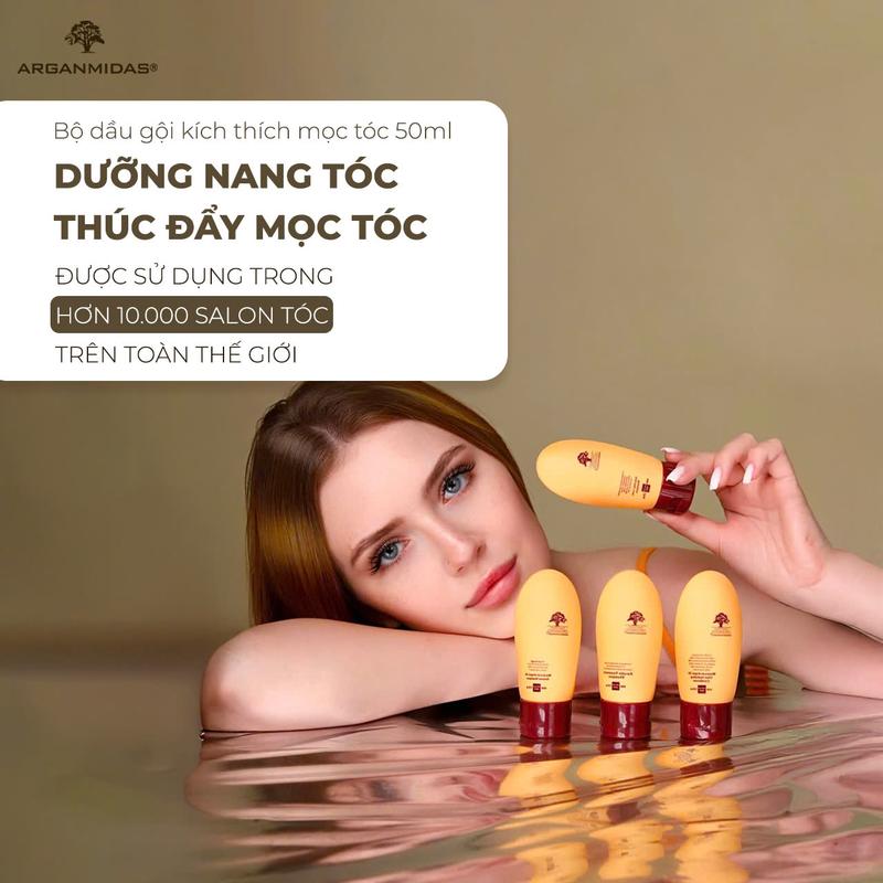 Bộ Dầu Gội Dầu Xả Trải Nghiệm Ngừa Rụng 50ml Thương Hiệu Quốc Tế ARGANMIDAS Giảm Rụng Hỗ Trợ Dày Tóc
