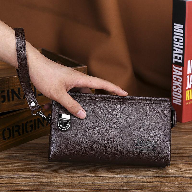 Túi Cầm Tay Nam, Túi Cầm Tay, Thiết Kế Nhiều Ngăn, Da Mềm, Có Khóa, Ví Cầm Tay Công Sở, Ví Dài, Dung Lượng Lớn, Túi Đựng Điện Thoại, Phát Hành Năm 2025