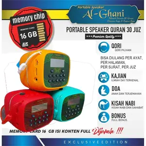 (AL GHANI)SPEAKER AL QURAN 30 JUZ/RHIMOA V-600+REMOTE16gb full