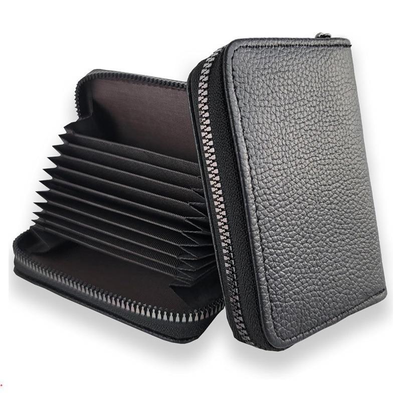 Fashionable Zipper Wallet with Card Slot, Casual Style PU Leather Proofing Clips, Desk Organizer for Home & Office & School 0