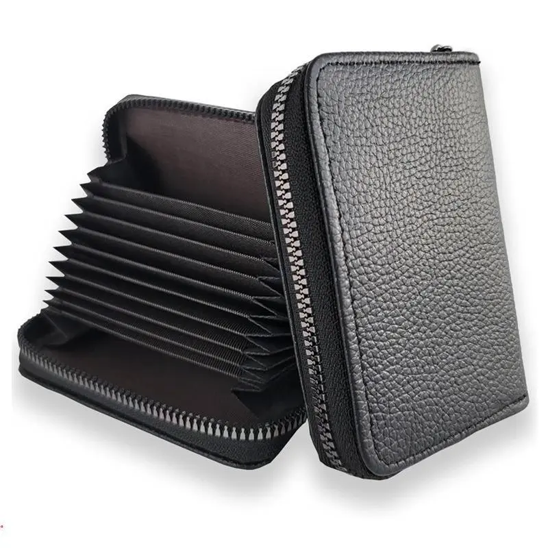 Fashionable Zipper Wallet with Card Slot, Casual Style PU Leather Proofing Clips, Desk Organizer for Home & Office & School 0