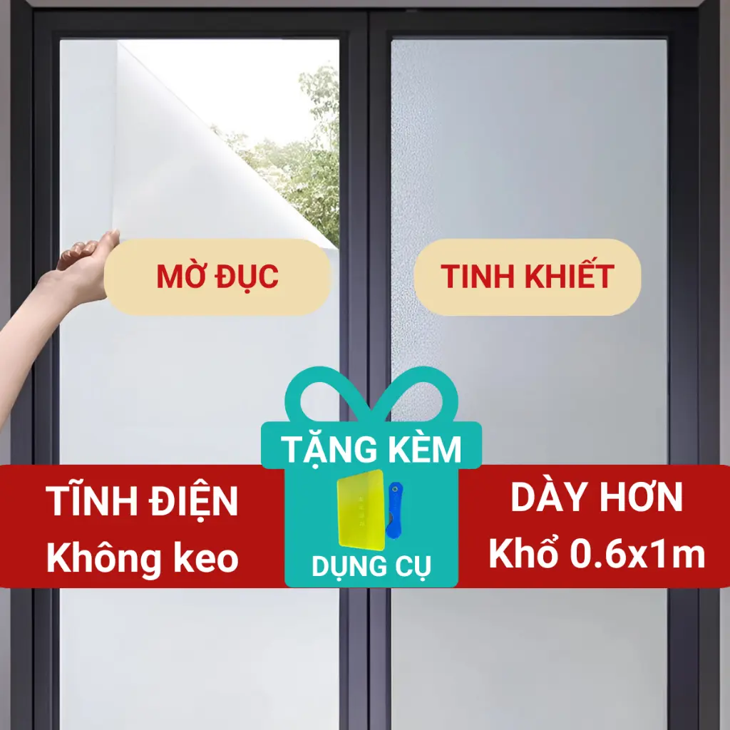 Decal dán kính mờ đục hít tĩnh điện chống nhìn trộm Orange cao cấp cho nhà vệ sinh, phòng ngủ, phòng tắm khổ 0.6x1m