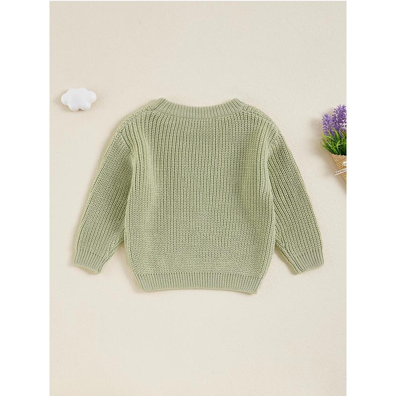 Product Introduction of Little Boy Girl Knit Sweater Solid Color Crew Neck Long Sleeve Pullover Tops for Fall Winter Causal Sweater 49