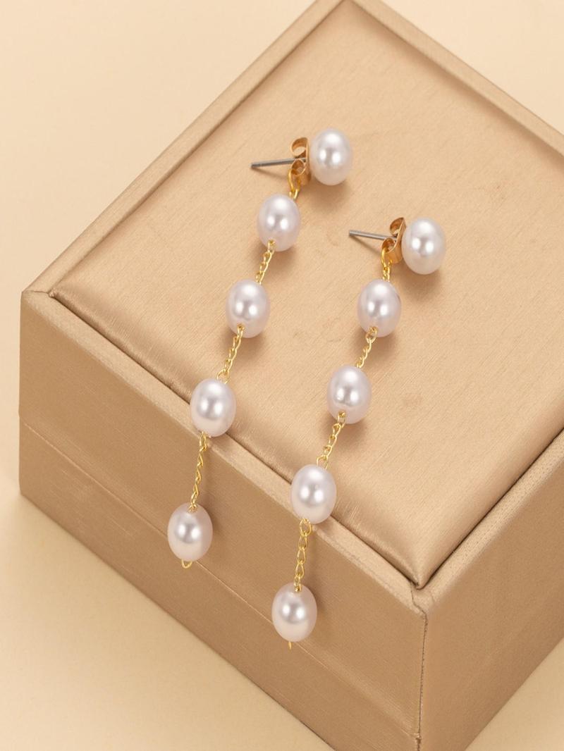 Product Introduction of Elegant Faux Pearl Decorated Earrings, Fashionable Jewelry for Women, Trendy All-match & Exquisite Jewelry for Birthday Gift 4