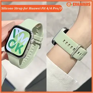 Tali Jam Tangan Sport Soft Silicone Rubber Band Strap for Huawei Watch Fit 4/4 Pro/3 Replaceable Wristband Accessories Smartwatch Strap for Huawei Fit 4/4 Pro/3