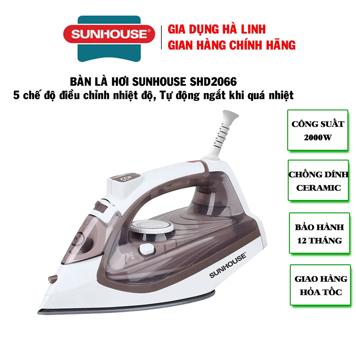 Bàn là hơi Sunhouse SHD2066, Bàn ủi hơi nước SHD2067, Bàn là SHD2065, Bảo hành 12 tháng Ủi Quần Áo Là Quần Áo