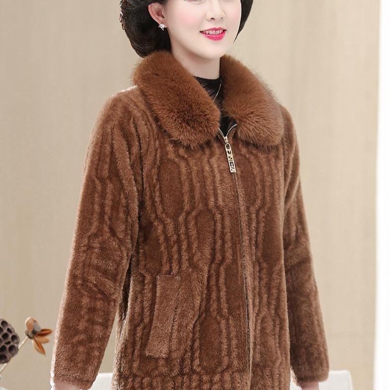  Áo khoác nữ trung liên cổ lông siêu ấm mẫu mới chất lượng cao - Top áo lông chồn 