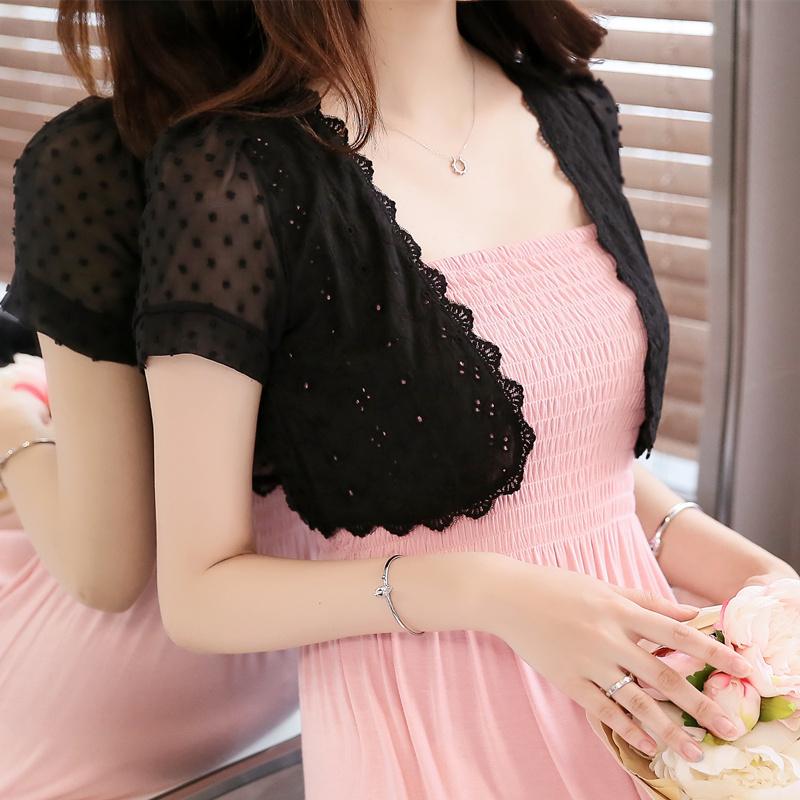 Áo Choàng Ngắn Voan, Áo Khoác Mỏng, Áo Cardigan Ren Chống Nắng, Áo Ghi Lê Nhỏ Áo Bên Ngoài, Dành Cho Nữ, Dễ Phối Đồ, Mùa Hè 2024 Women Top 3