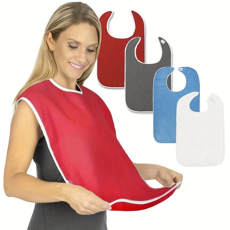 Adult Bibs, 4 Counts/set Stain Resistant Apron Bib for Men and Women, Suitable for Seniors, Home Care Supplies 0
